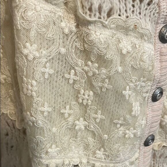 Free People Honeysuckle Years Lace Button Cardigan Sweater Boho Cottagecore - Picture 6 of 15